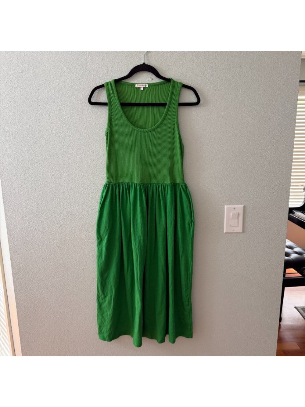 Sundry Green Midi Dress Womens size MEDIUM Sundress Sleeveless Cotton Modal